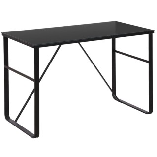 Mesa de oficina CHIMO, estructura metálica negra y superficie de cristal 2