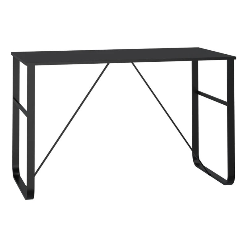 Mesa de oficina CHIMO, estructura metálica negra y superficie de cristal