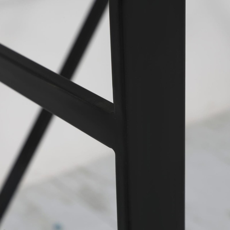 Mesa de oficina CHIMO, estructura metálica negra y superficie de cristal