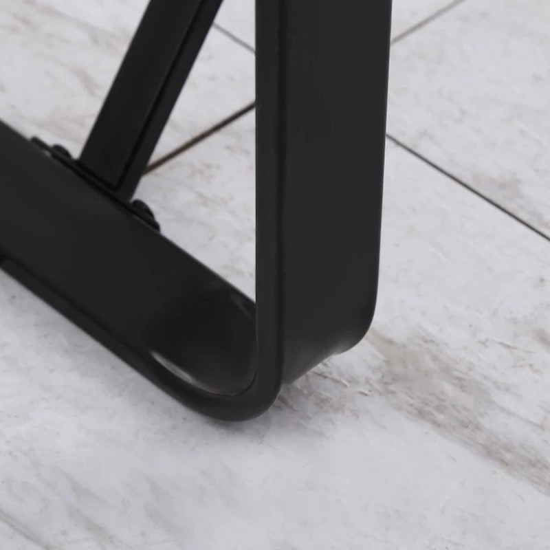 Mesa de oficina CHIMO, estructura metálica negra y superficie de cristal