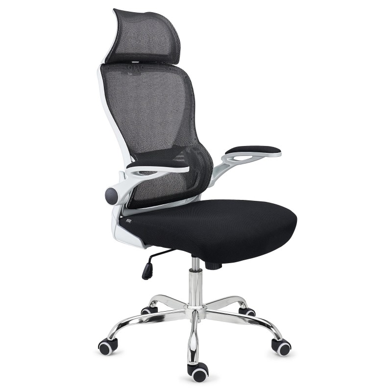 Silla de Oficina CORFU, brazos abatibles y reposacabezas, negro