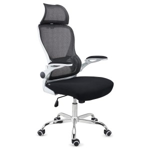 Silla de Oficina CORFU, brazos abatibles y reposacabezas, negro