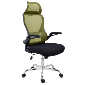 Silla de Oficina CORFU, brazos abatibles y reposacabezas, negro