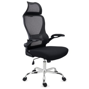 Silla de Oficina CORFU, brazos abatibles y reposacabezas, negro