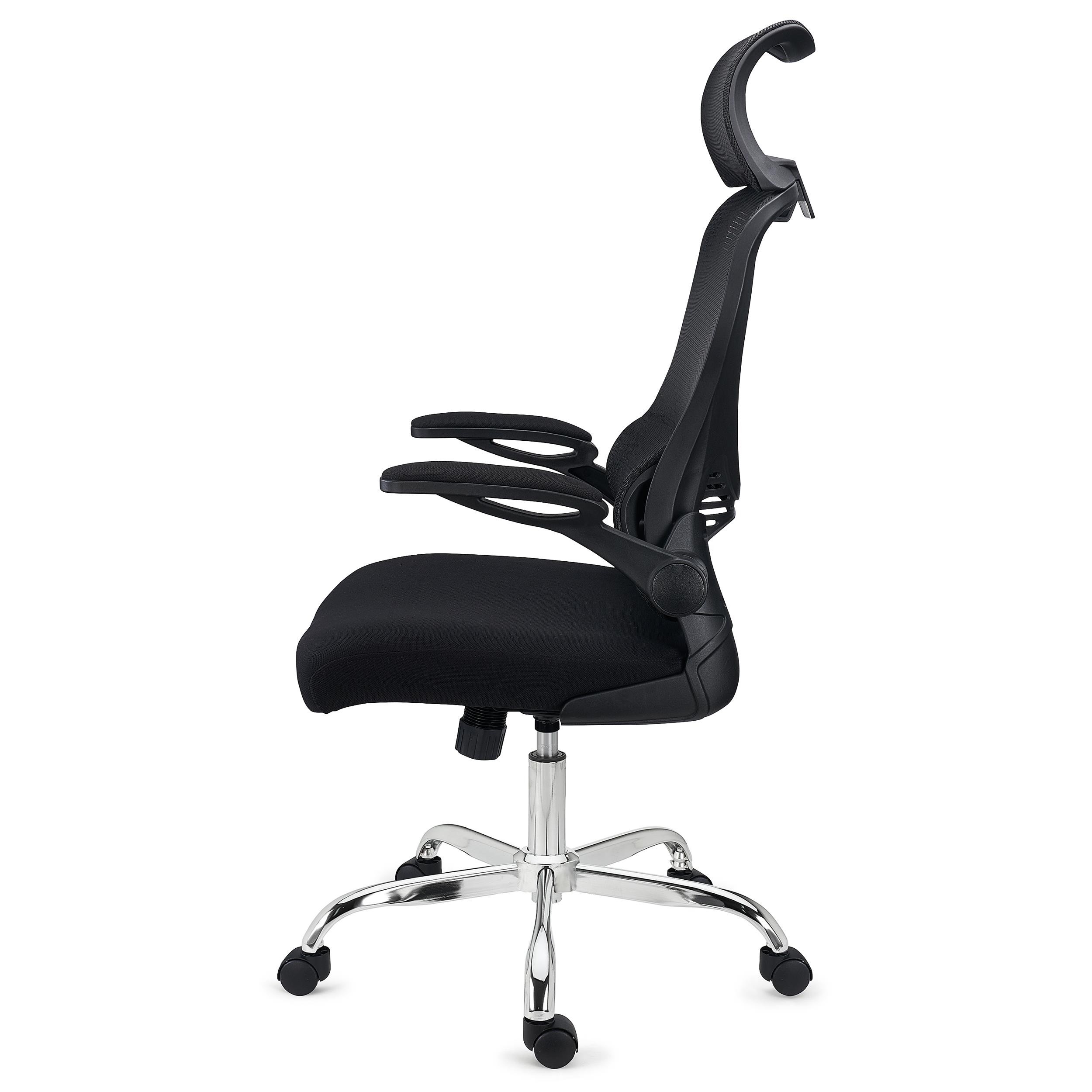 Silla de Oficina CORFU, Reposacabezas, Brazos Abatibles, Diseño Ergonómico, En Negro