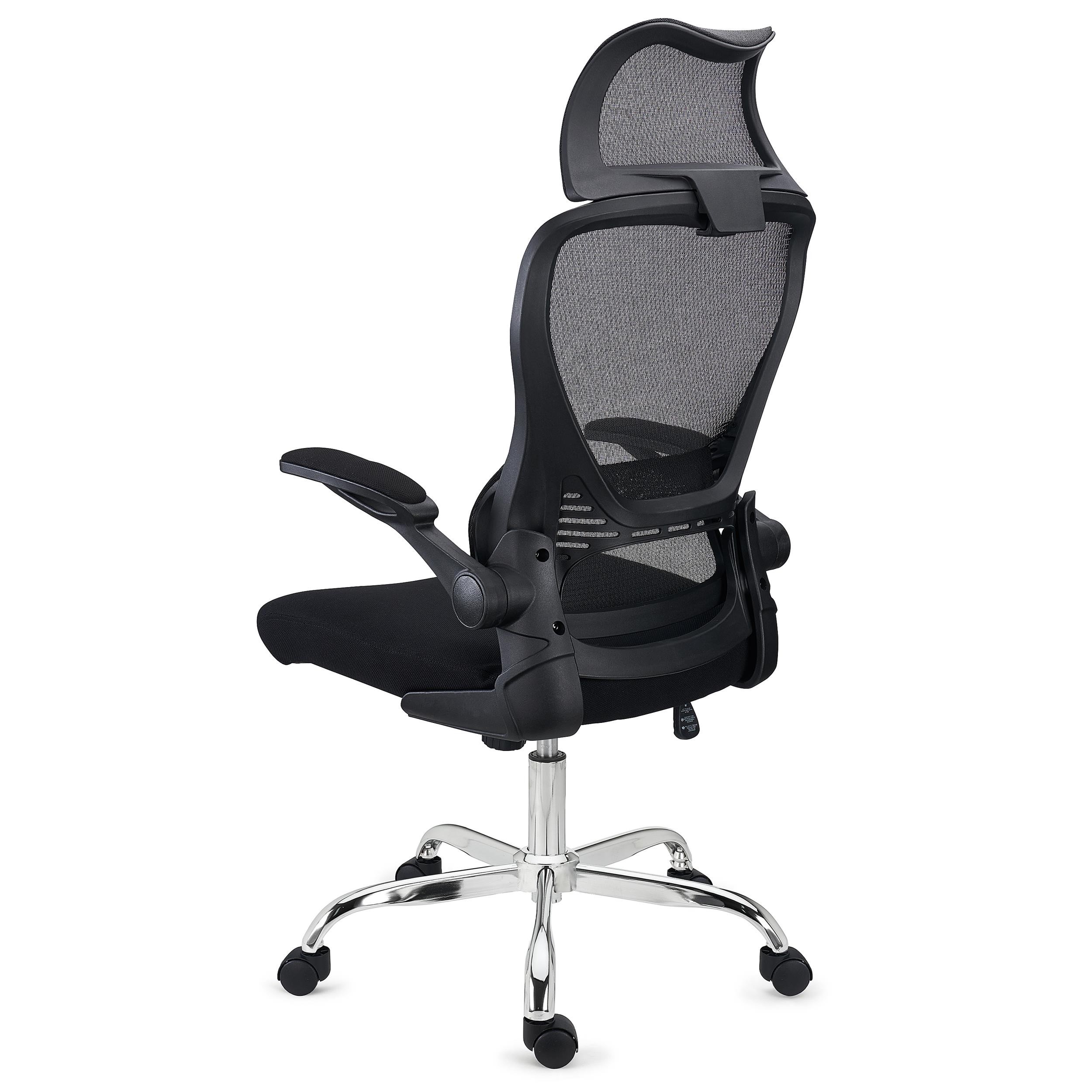 Silla de Oficina CORFU, Reposacabezas, Brazos Abatibles, Diseño Ergonómico, En Negro