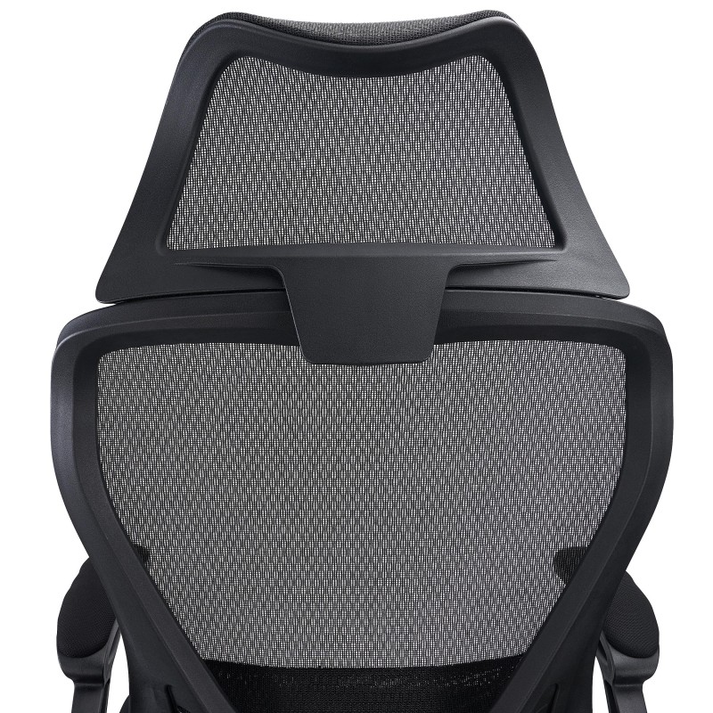 Silla de Oficina CORFU, brazos abatibles y reposacabezas, negro