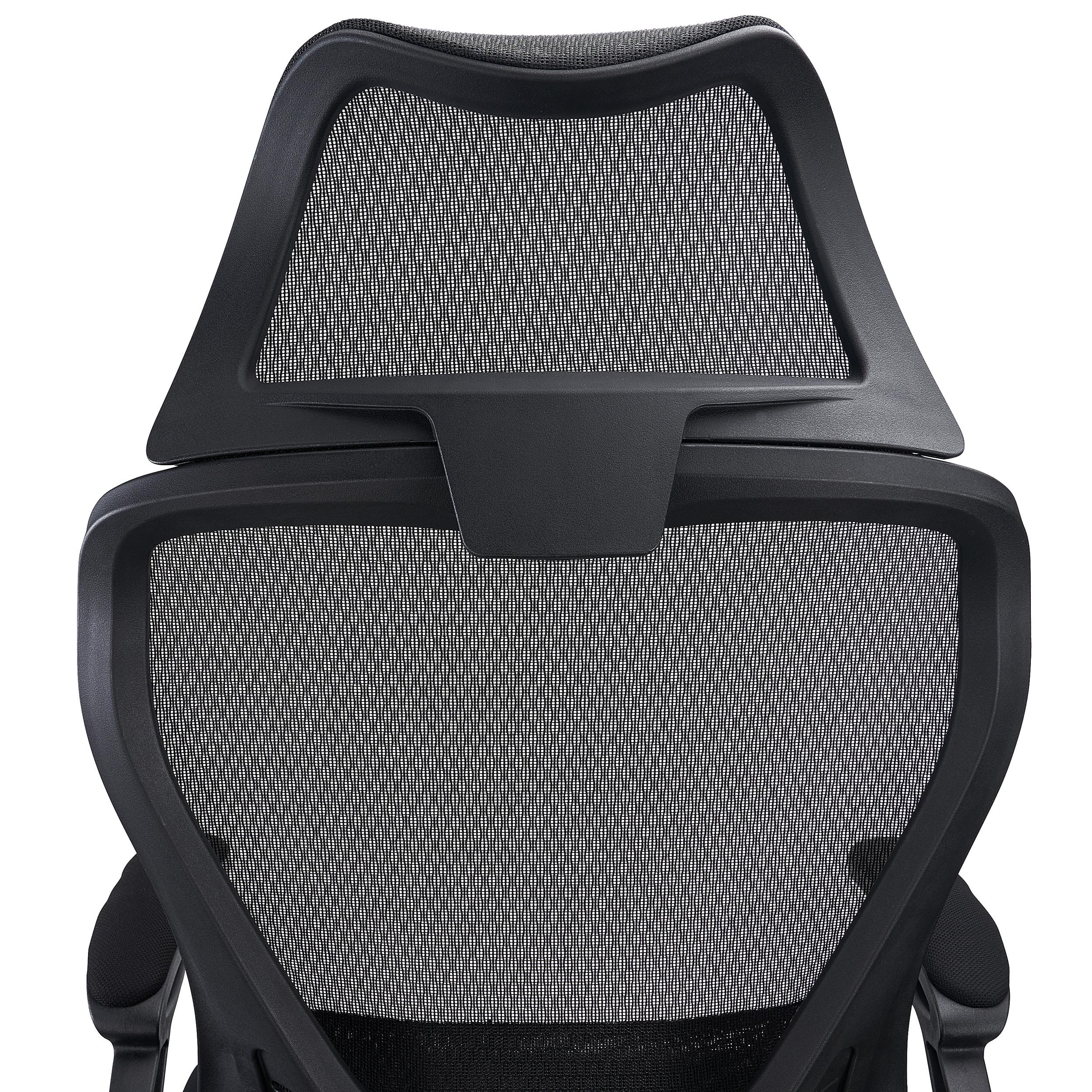 Silla de Oficina CORFU, Reposacabezas, Brazos Abatibles, Diseño Ergonómico, En Negro