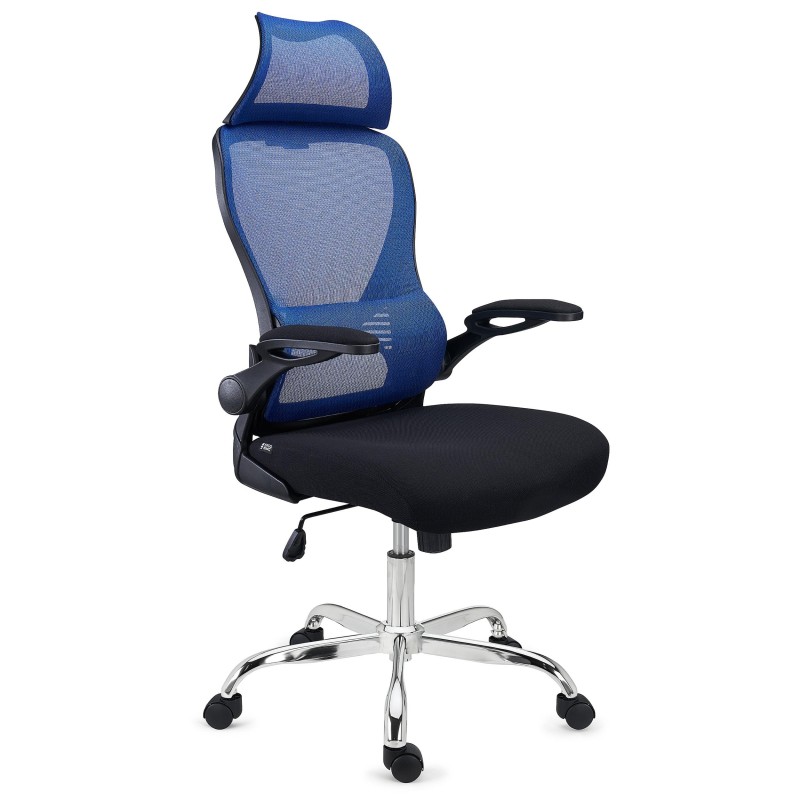 Silla de Oficina CORFU, brazos abatibles y reposacabezas, negro