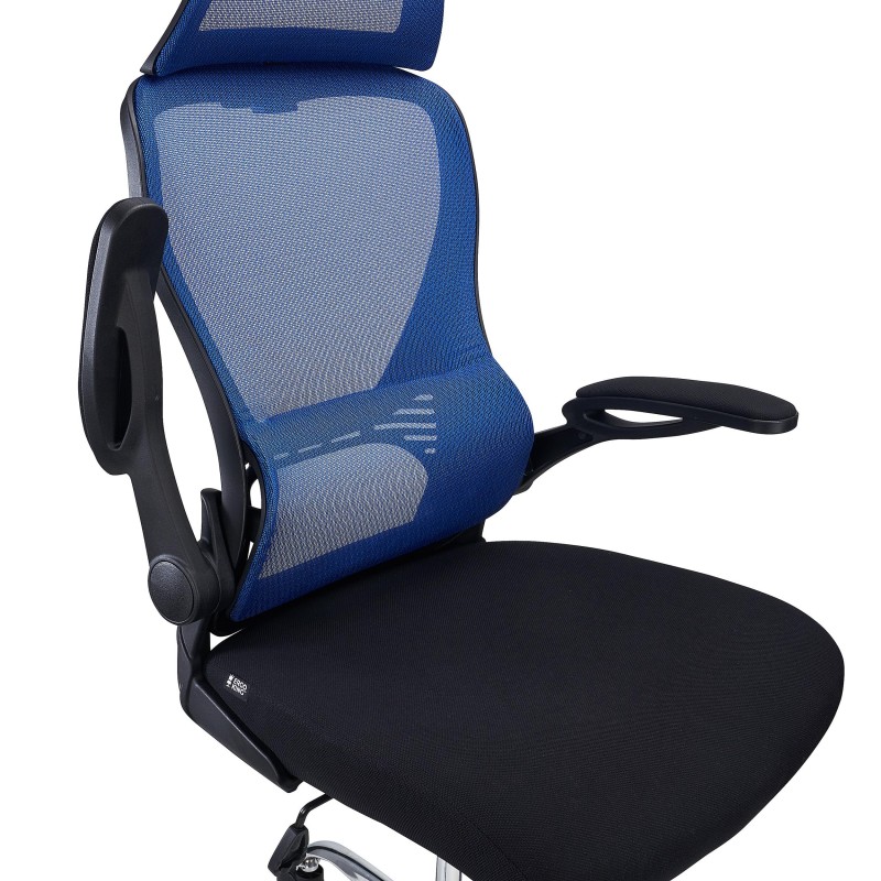 Silla de Oficina CORFU, brazos abatibles y reposacabezas, negro