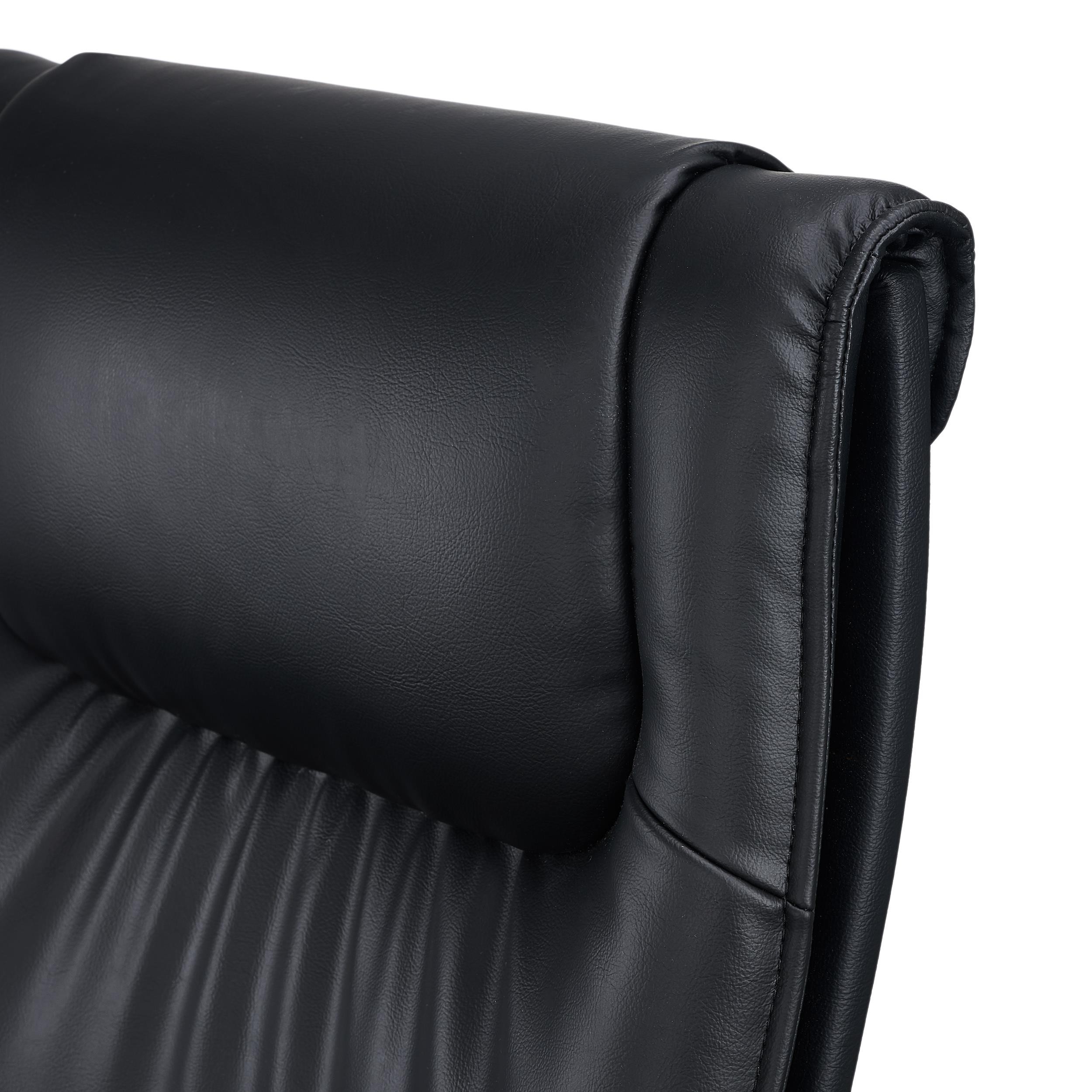 Sillón de Oficina SENATOR, Elegante Diseño, Gran Confort, Base de Aluminio, En Piel Negra