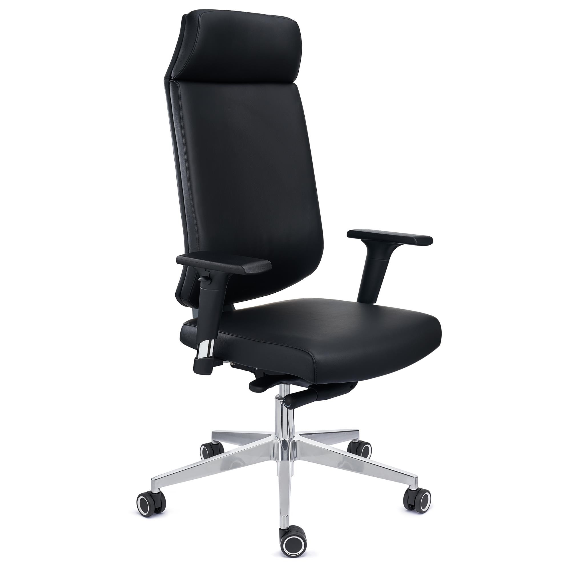 Sillón de Oficina MILANO, Diseño Ergonómico Profesional, Componentes Premium, Piel Negra