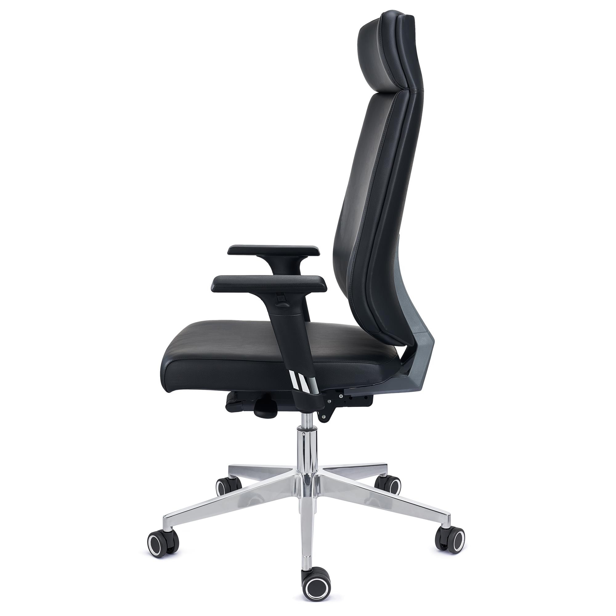 Sillón de Oficina MILANO, Diseño Ergonómico Profesional, Componentes Premium, Piel Negra