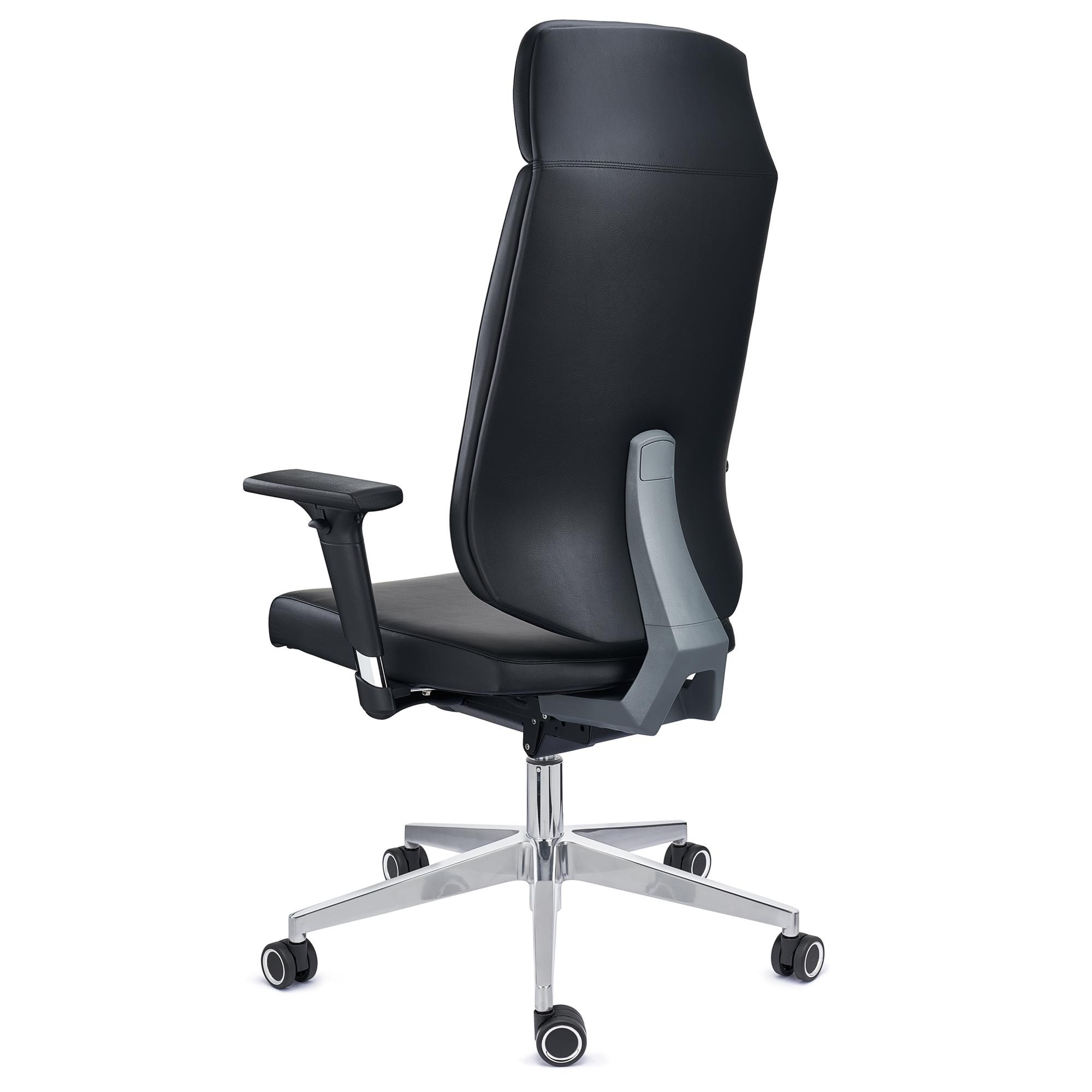 Sillón de Oficina MILANO, Diseño Ergonómico Profesional, Componentes Premium, Piel Negra