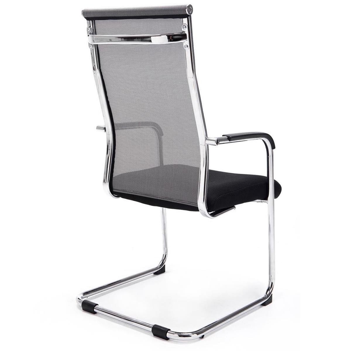 Silla de Confidente BREMEN, Estructura Metálica, en Malla Transpirable color Negro