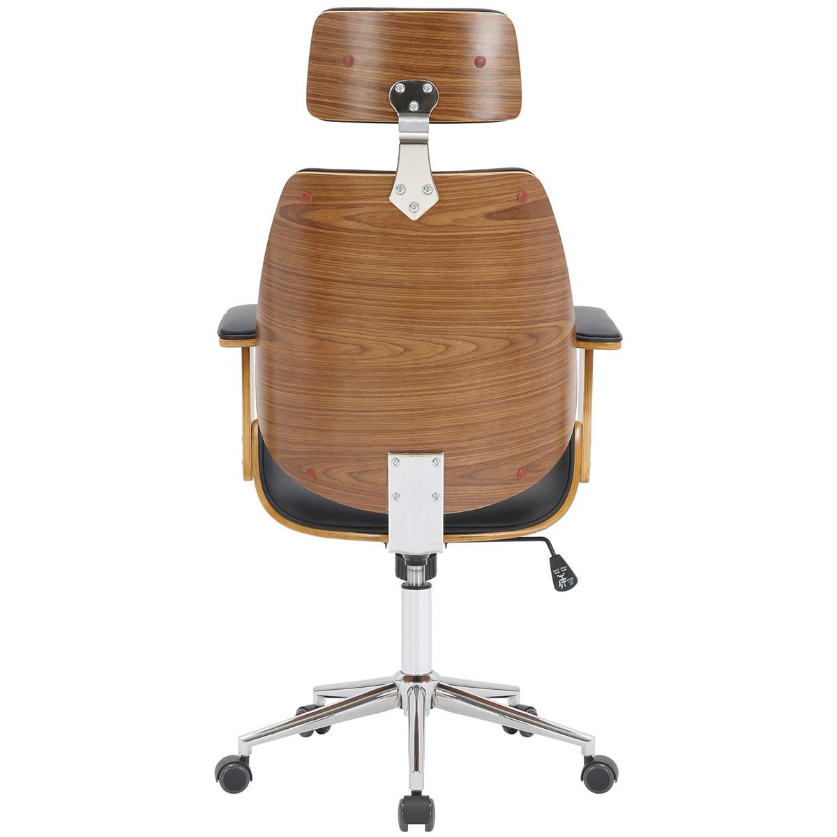 Silla de Oficina NAIMA, Gran Acolchado, Elegante Diseño en Madera y Piel color Negro
