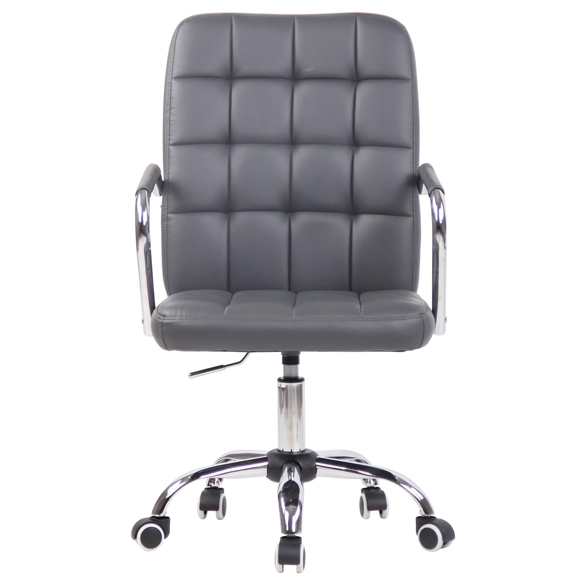 Silla de Oficina BOLTON, Grueso Acolchado, Base Metálica, en Piel color Negro