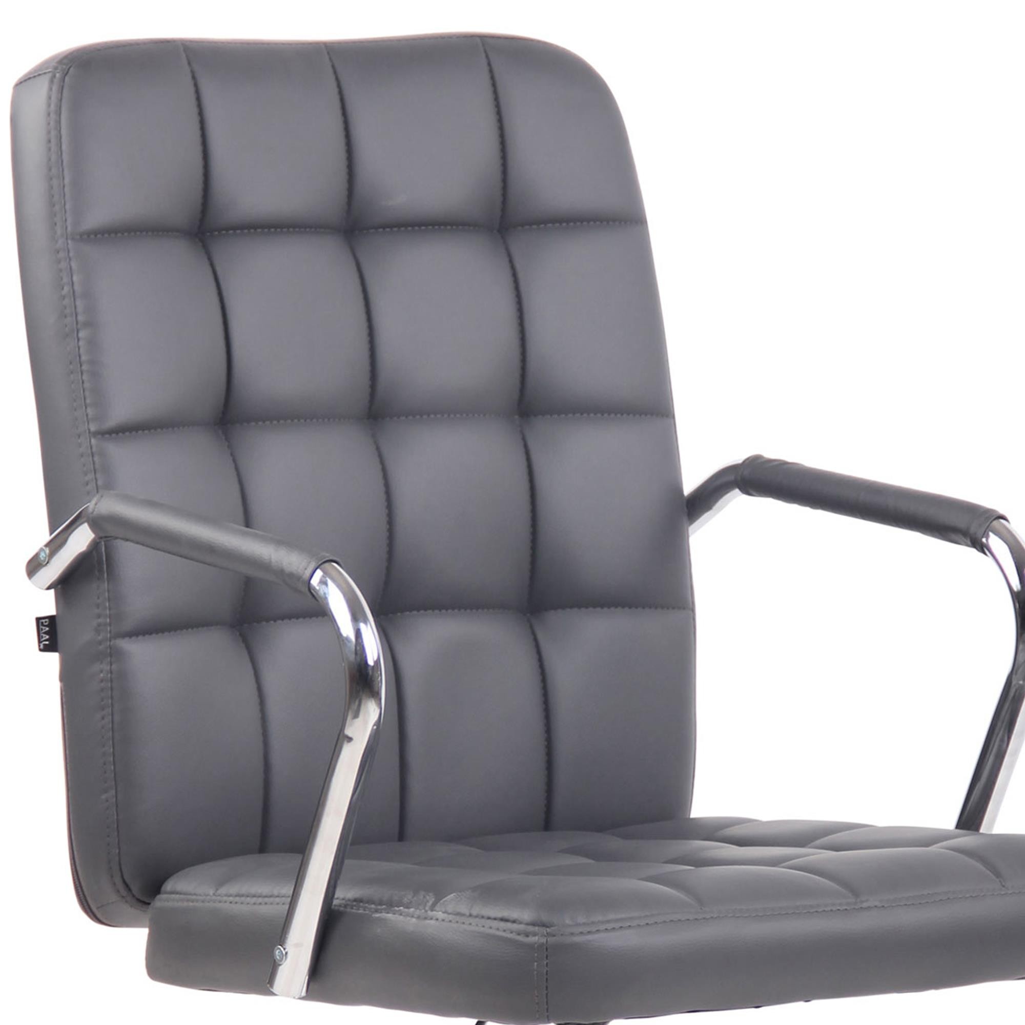 Silla de Oficina BOLTON, Grueso Acolchado, Base Metálica, en Piel color Negro