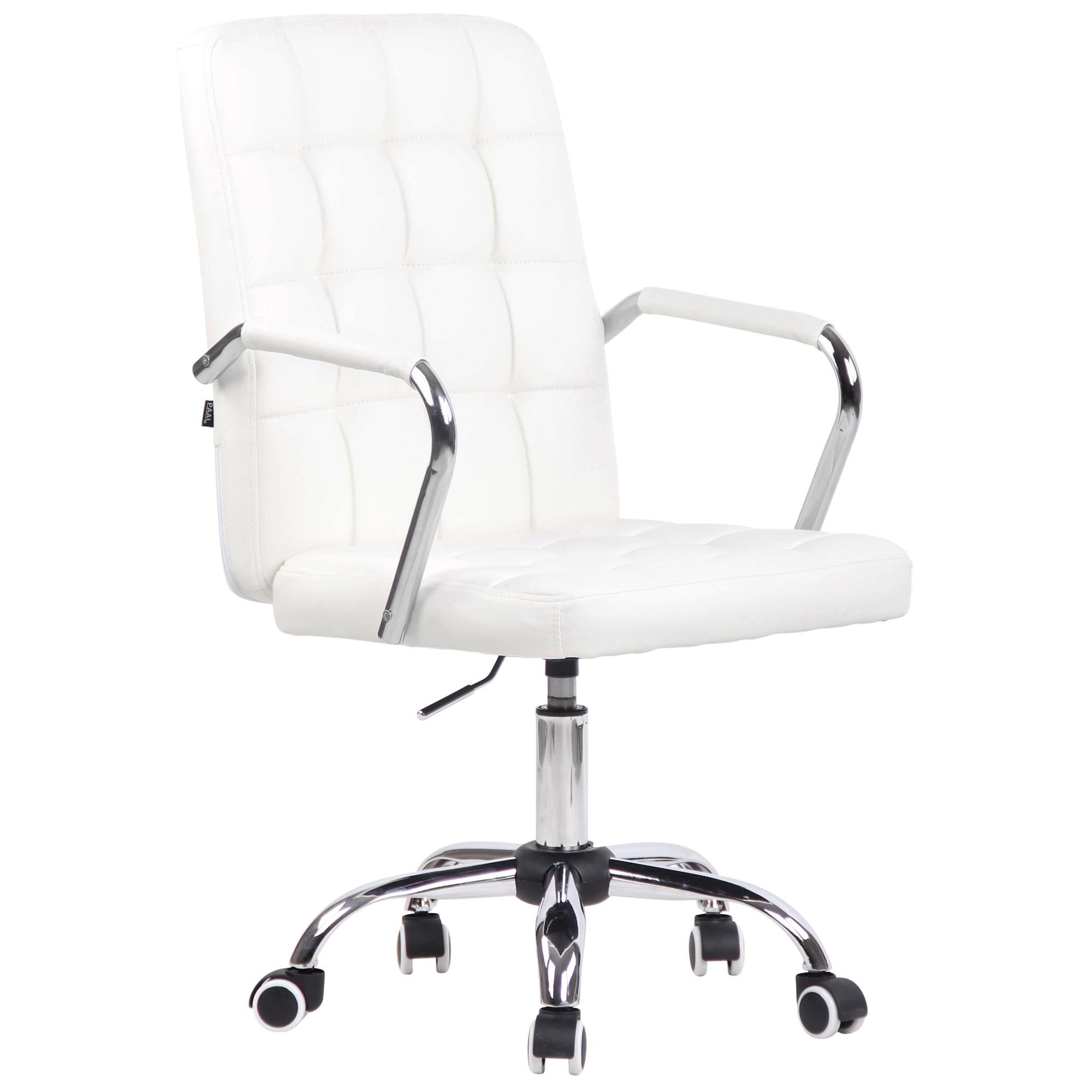 Silla de Oficina BOLTON, Grueso Acolchado, Base Metálica, en Piel color Negro