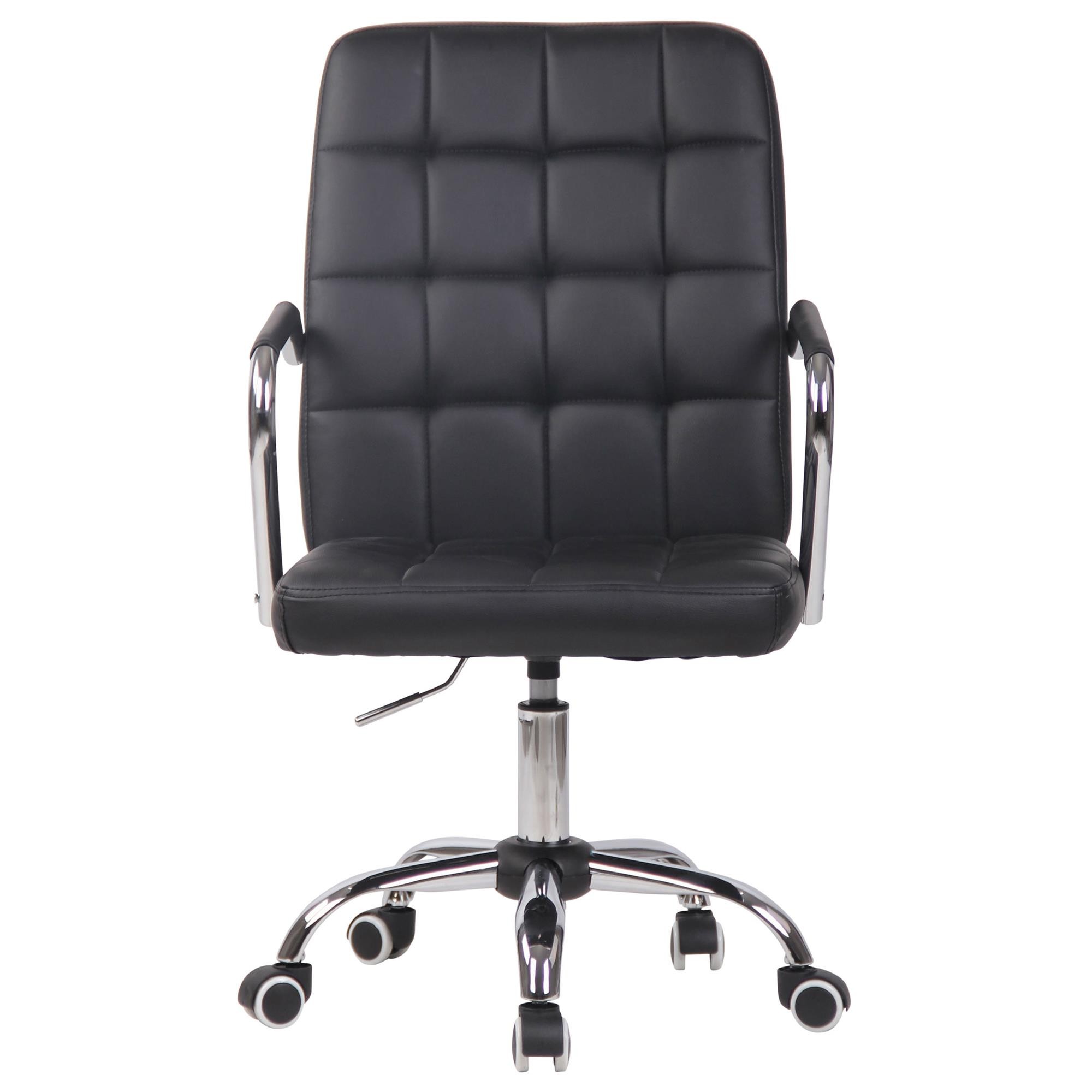 Silla de Oficina BOLTON, Grueso Acolchado, Base Metálica, en Piel color Negro