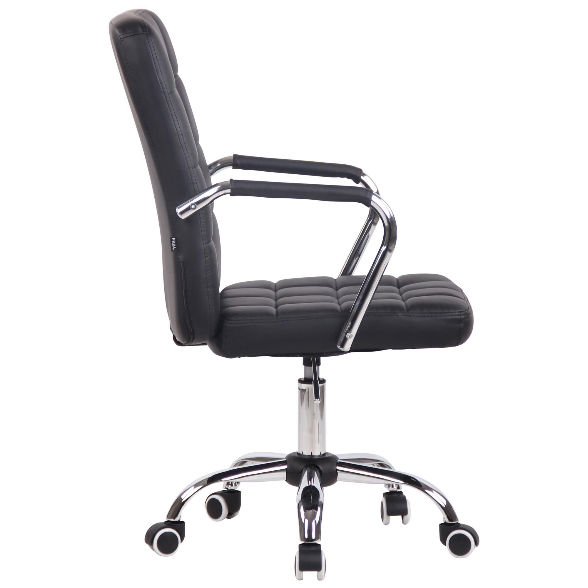 Silla de Oficina BOLTON, Grueso Acolchado, Base Metálica, en Piel color Negro