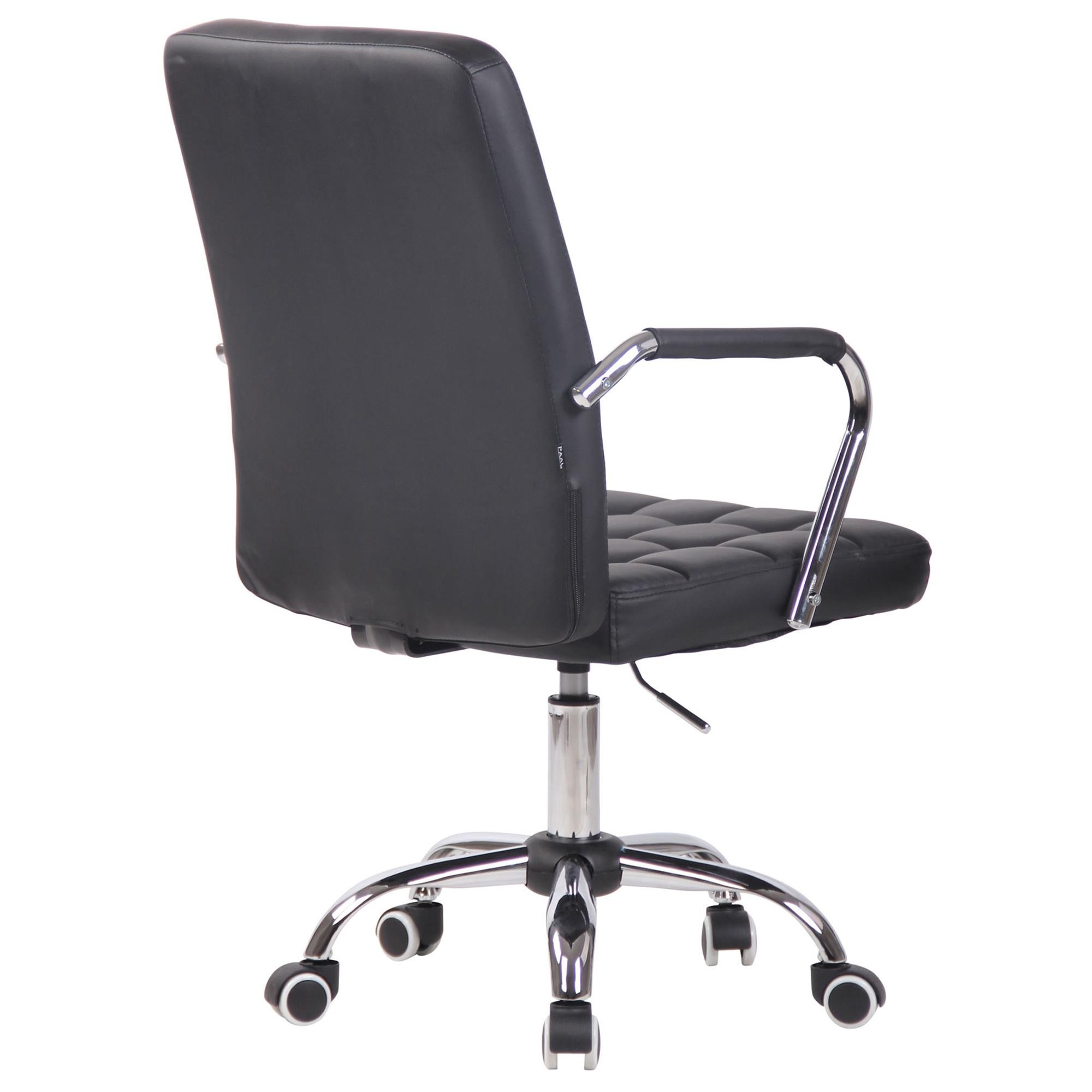 Silla de Oficina BOLTON, Grueso Acolchado, Base Metálica, en Piel color Negro