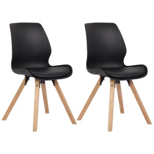Lote 2 sillas de confidente KALI, estructura de madera, color negro