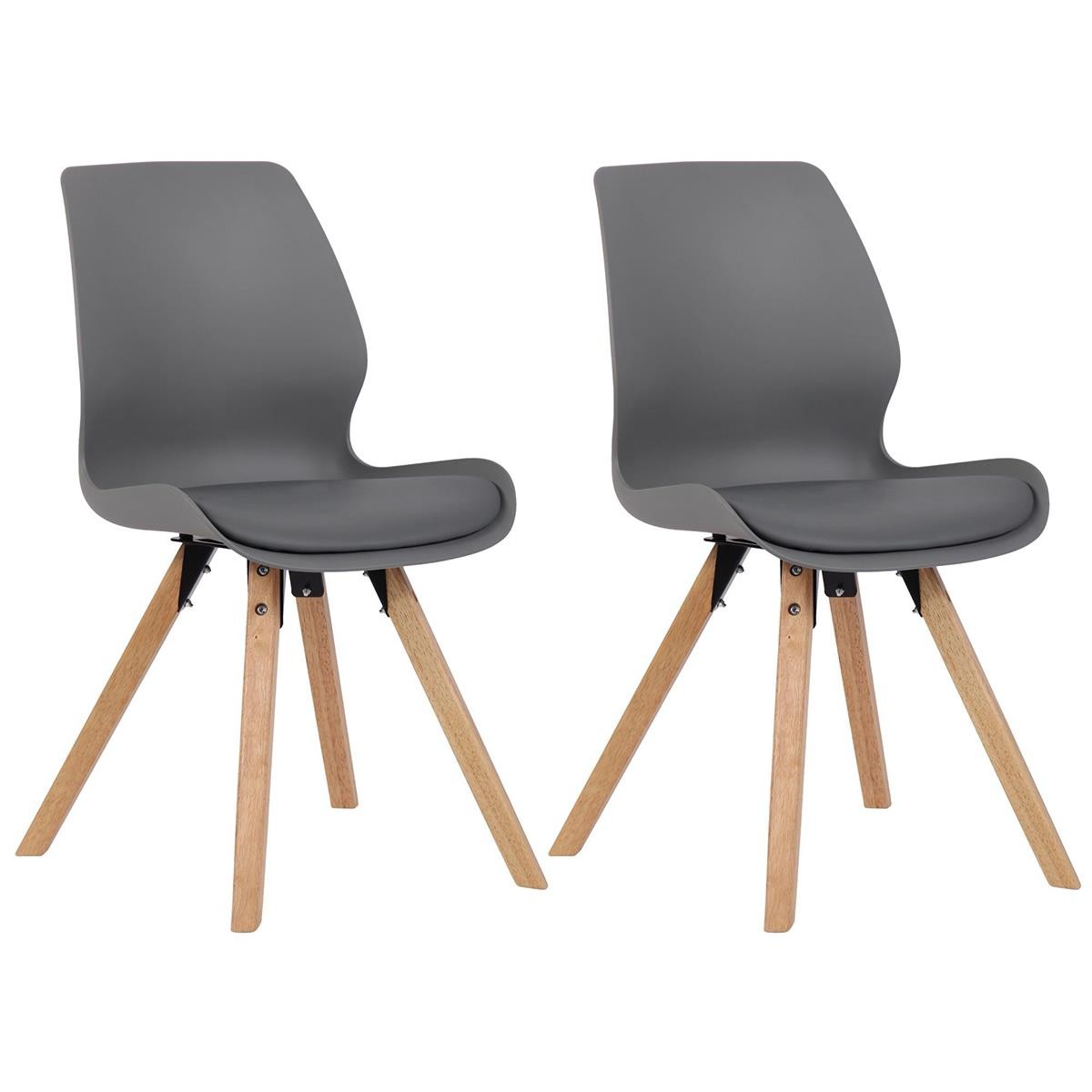 Lote 2 Sillas de Confidente KALI, Estructura de Madera, Asiento Tapizado, en Plástico color Negro