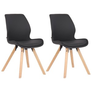 Lote 2 sillas de confidente KALI, estructura de madera, color negro