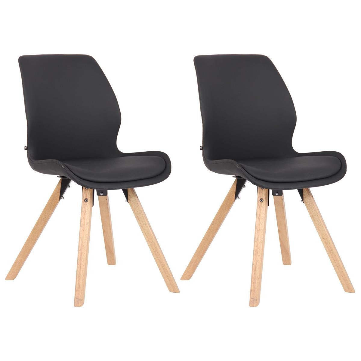 Lote 2 Sillas de Confidente KALI, Estructura de Madera, Asiento Tapizado, en Piel sintética color Negro