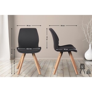 Lote 2 sillas de confidente KALI, estructura de madera, color negro