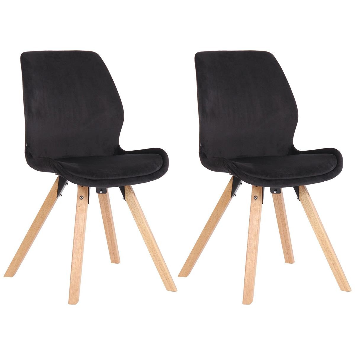 Lote 2 Sillas de Confidente KALI, Estructura de Madera, Asiento Tapizado, en Terciopelo color Negro