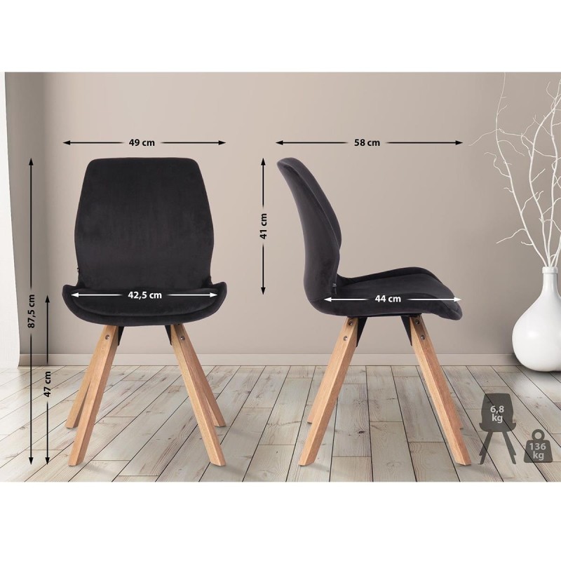 Lote 2 sillas de confidente KALI, estructura de madera, color negro