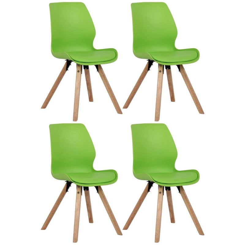 Lote 4 sillas de confidente KALI, estructura de madera, color negro