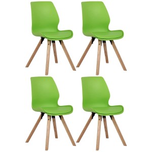 Lote 4 sillas de confidente KALI, estructura de madera, color negro
