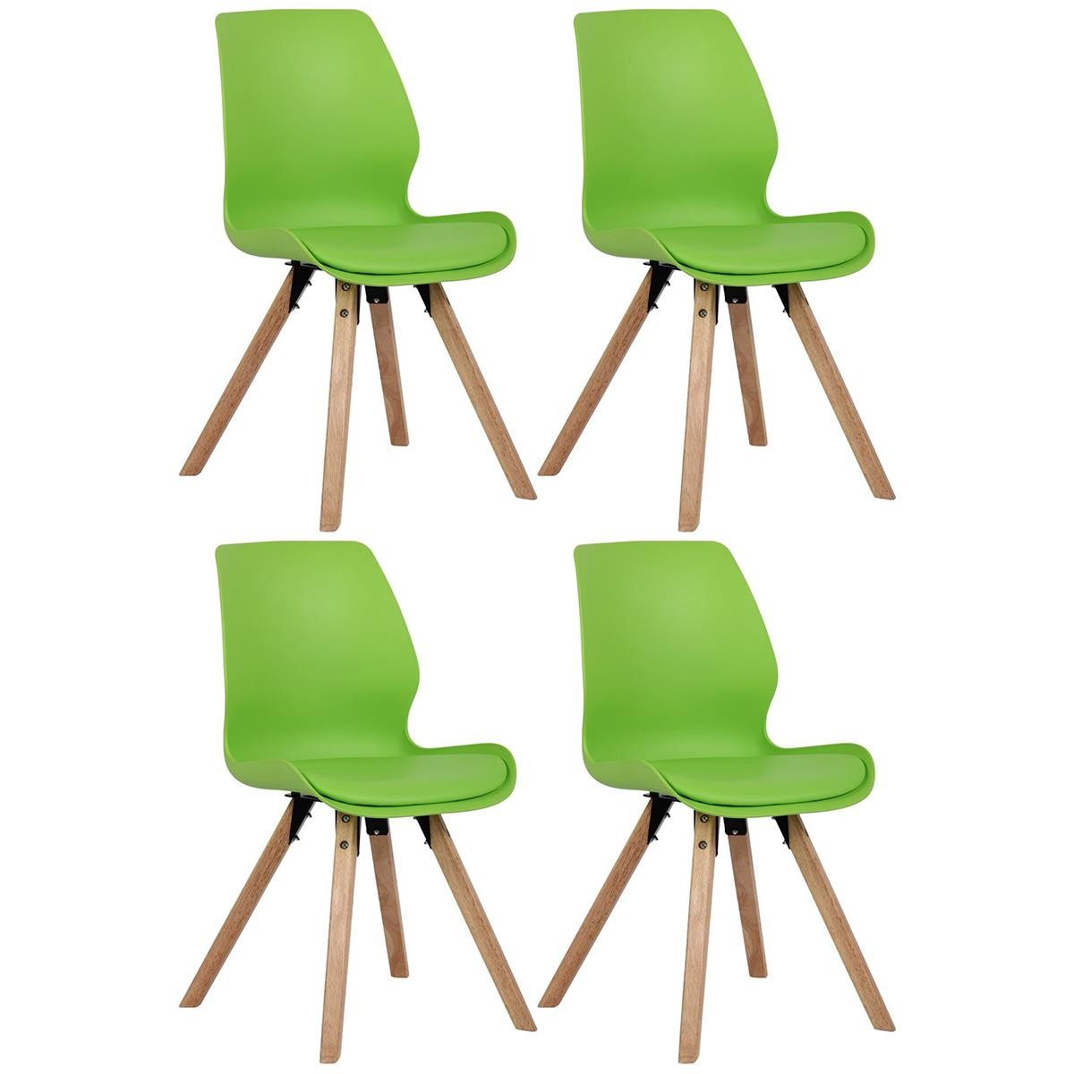 Lote 4 Sillas de Confidente KALI, Estructura de Madera, Asiento Tapizado, en Plástico color Negro