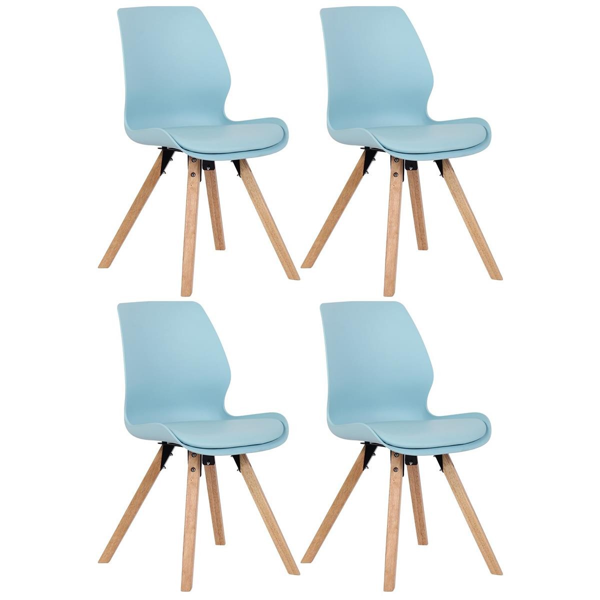 Lote 4 Sillas de Confidente KALI, Estructura de Madera, Asiento Tapizado, en Plástico color Negro
