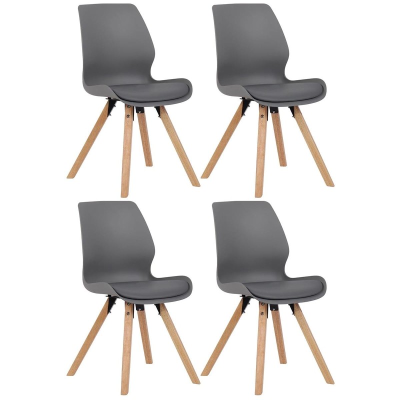 Lote 4 sillas de confidente KALI, estructura de madera, color negro