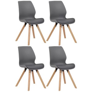 Lote 4 sillas de confidente KALI, estructura de madera, color negro