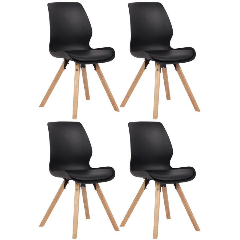 Lote 4 sillas de confidente KALI, estructura de madera, color negro