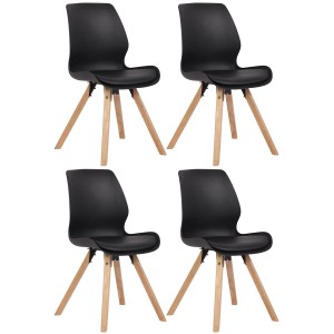 Lote 4 sillas de confidente KALI, estructura de madera, color negro
