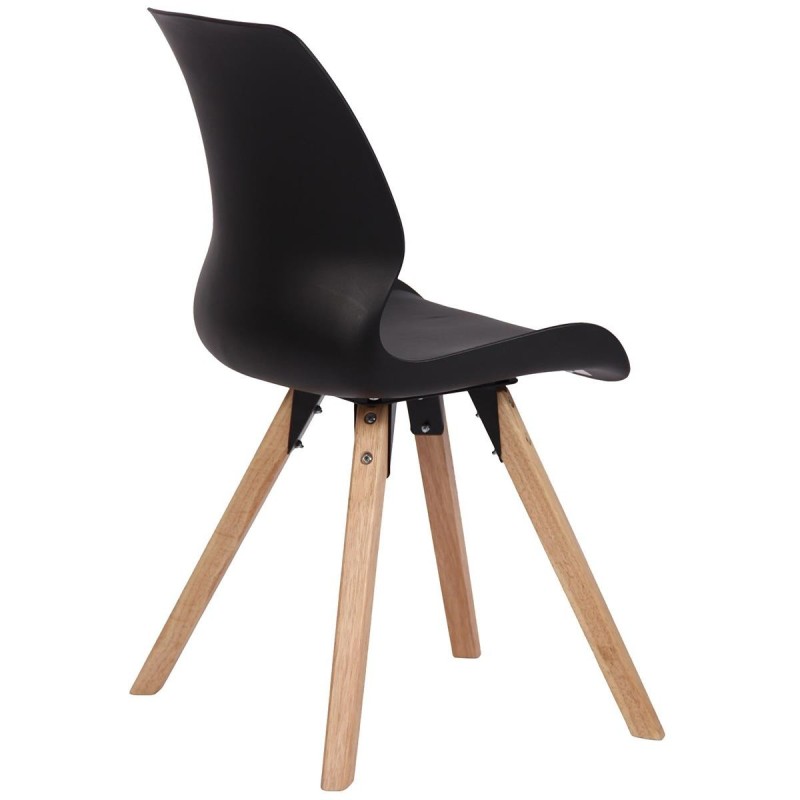 Lote 4 sillas de confidente KALI, estructura de madera, color negro