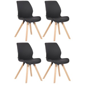 Lote 4 sillas de confidente KALI, estructura de madera, color negro