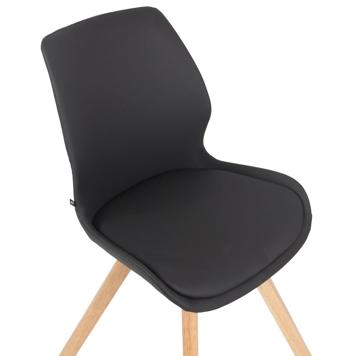 Lote 4 Sillas de Confidente KALI, Estructura de Madera, Asiento Tapizado, en Piel sintética color Negro