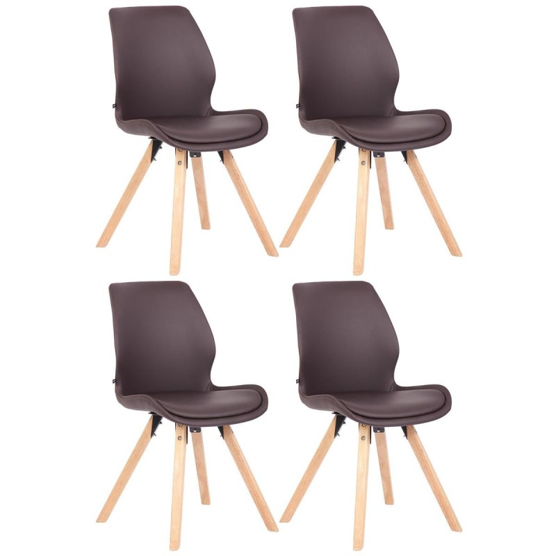 Lote 4 sillas de confidente KALI, estructura de madera, color negro