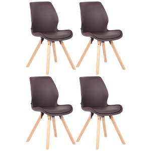 Lote 4 sillas de confidente KALI, estructura de madera, color negro