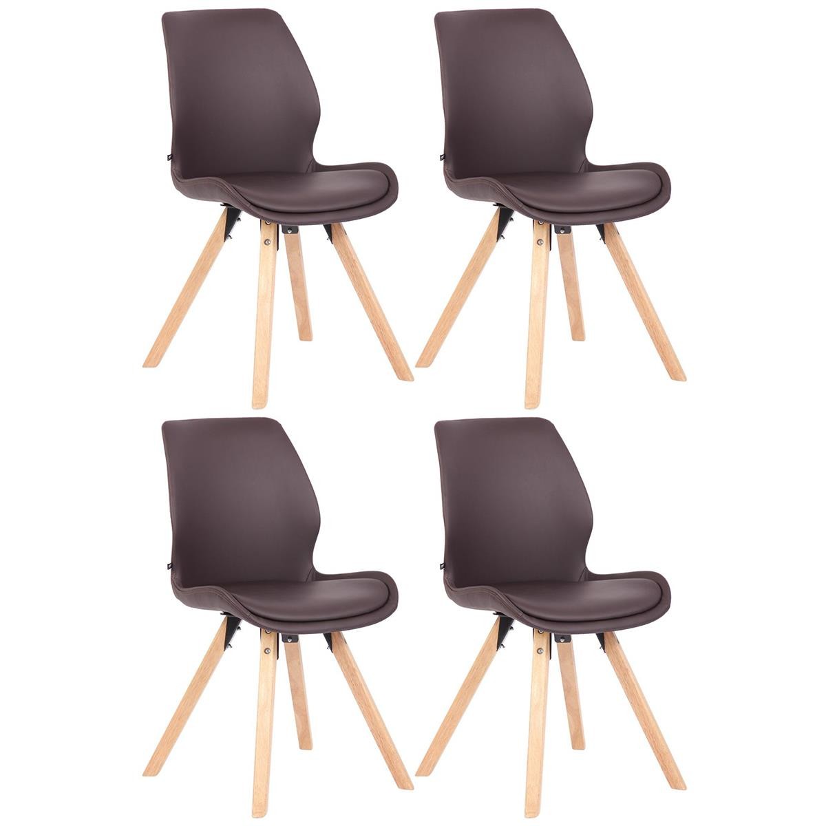 Lote 4 Sillas de Confidente KALI, Estructura de Madera, Asiento Tapizado, en Piel sintética color Negro