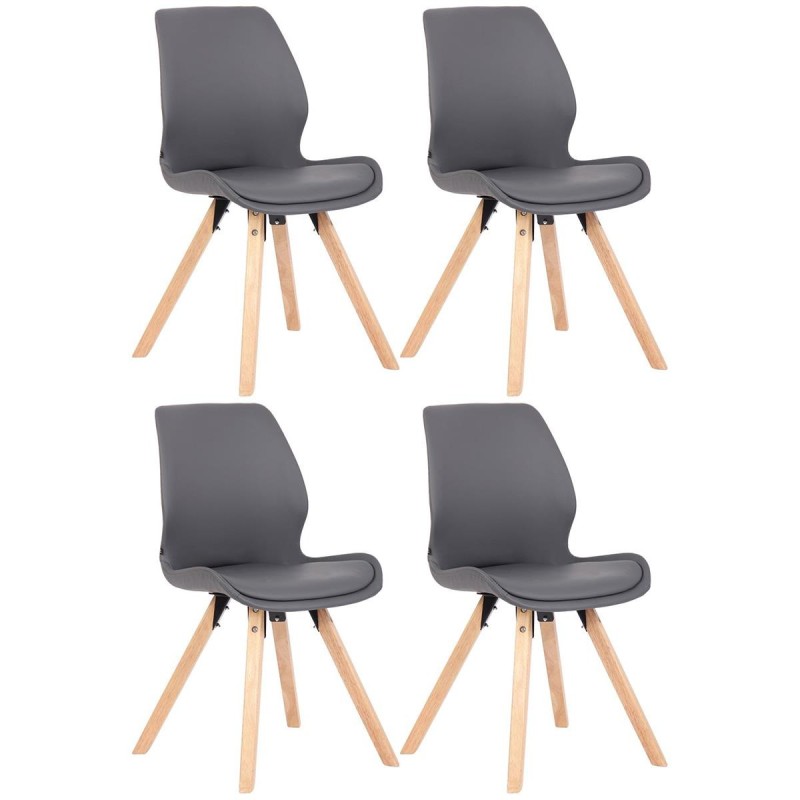 Lote 4 sillas de confidente KALI, estructura de madera, color negro