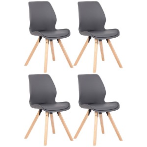 Lote 4 sillas de confidente KALI, estructura de madera, color negro
