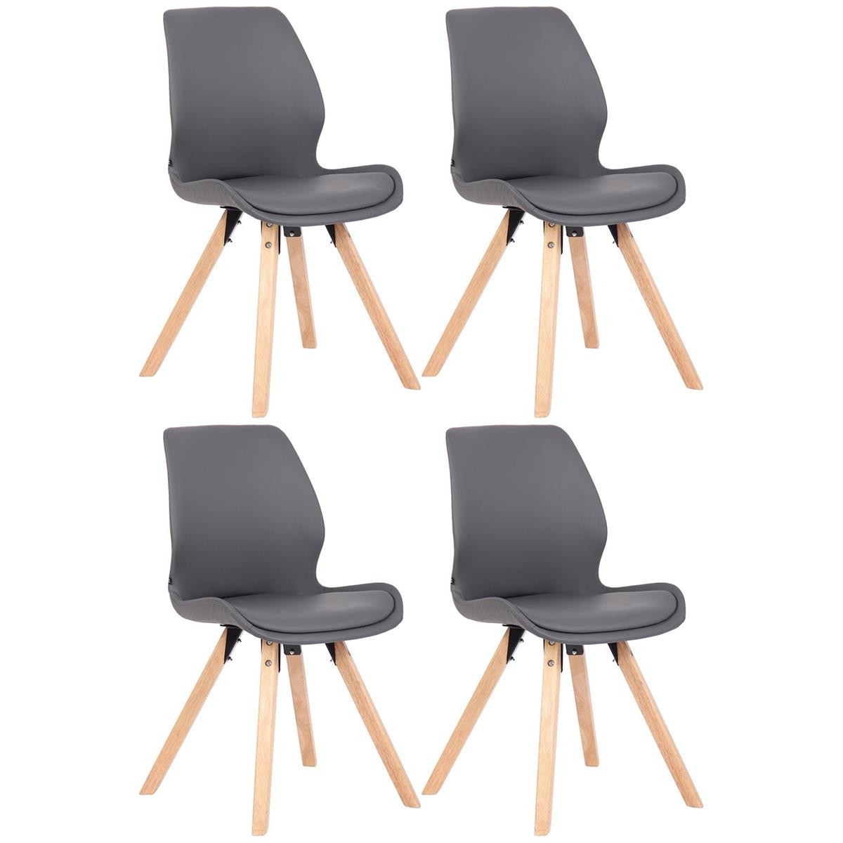 Lote 4 Sillas de Confidente KALI, Estructura de Madera, Asiento Tapizado, en Piel sintética color Negro